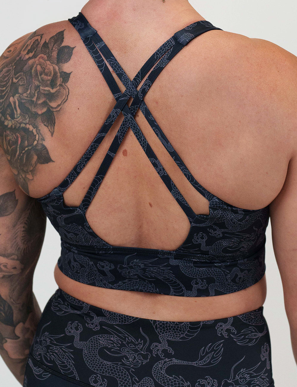 back of the dragon patterned sports bra