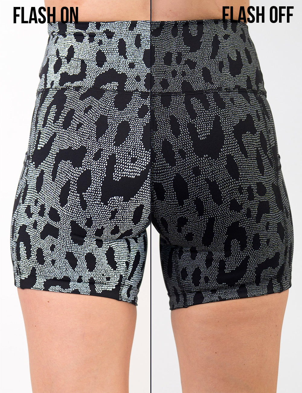 graphic showing the dark spots surrounded by a reflective background shorts reacting to light