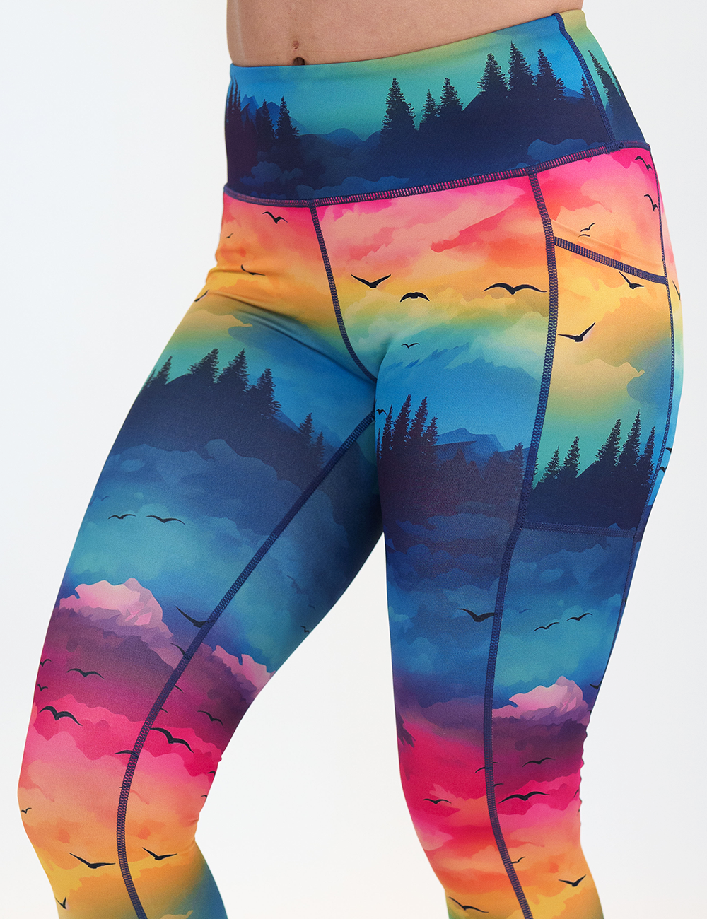 colorful sunset patterned leggings