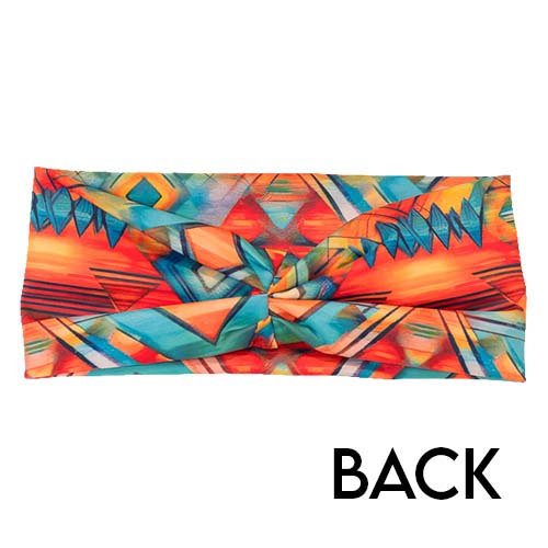 back of colorful aztec pattern headband