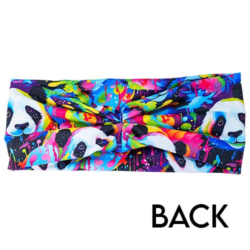 back of colorful panda pattern headband