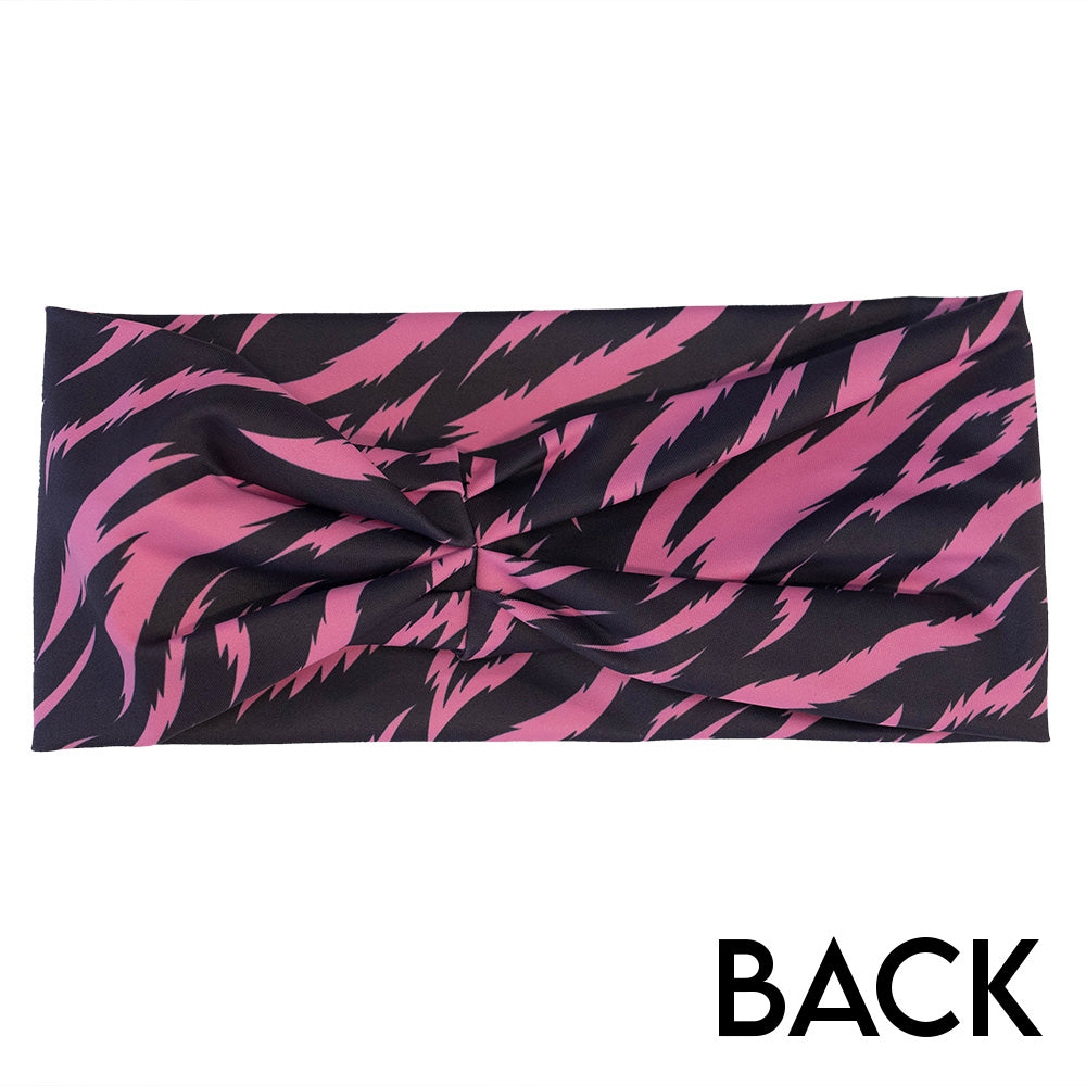back of the headband with pink and black zebra pattern