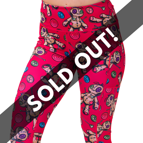 pink voodoo doll pattern leggings surprise drop sold out