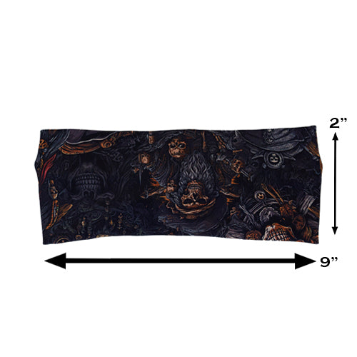 pirate themed headband measured at 2 by 9 inches