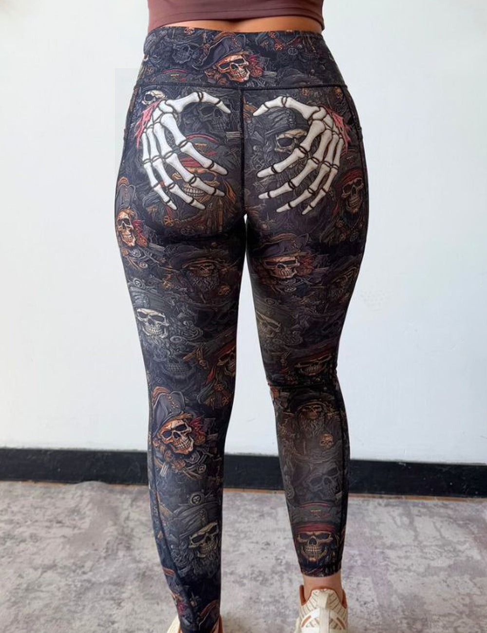 pirates leggings with skeleton hands on the butt