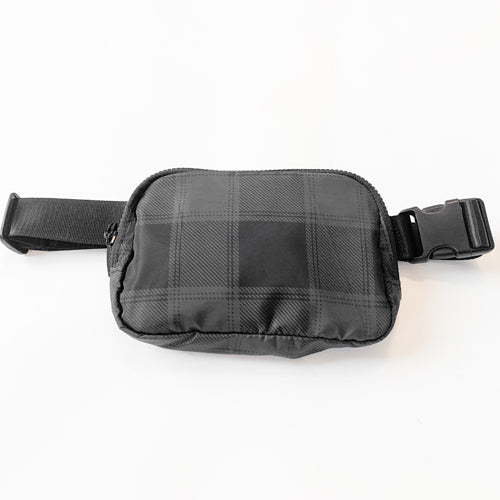 black plaid belt bag