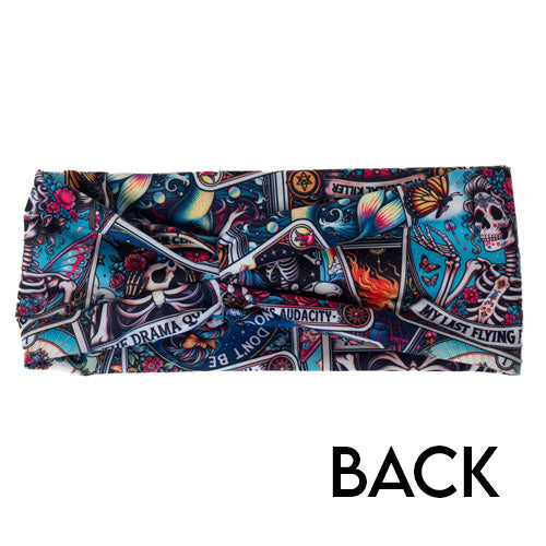 back of the tarot cards print headband against a white background