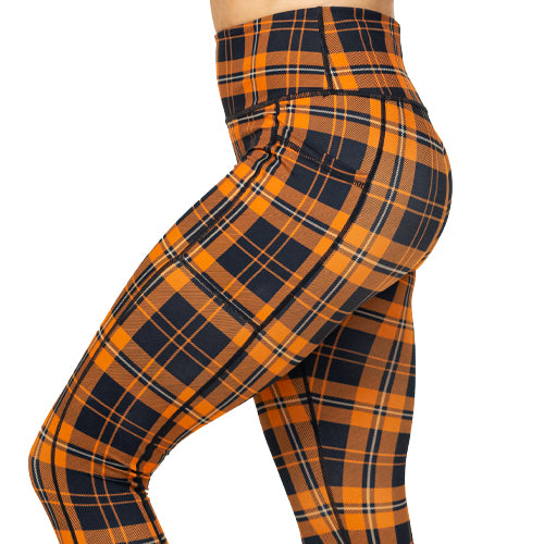 plaid orange leggings