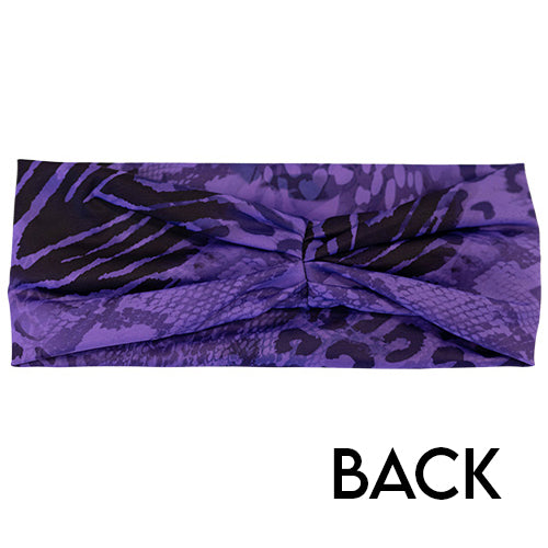 back of purple animal print headband