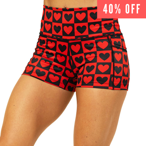40% off queen of hearts shorts