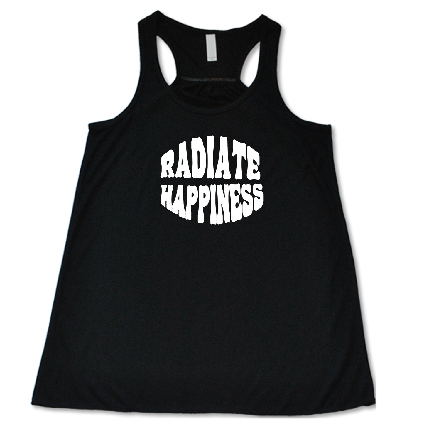 radiate happiness black racerback shirt