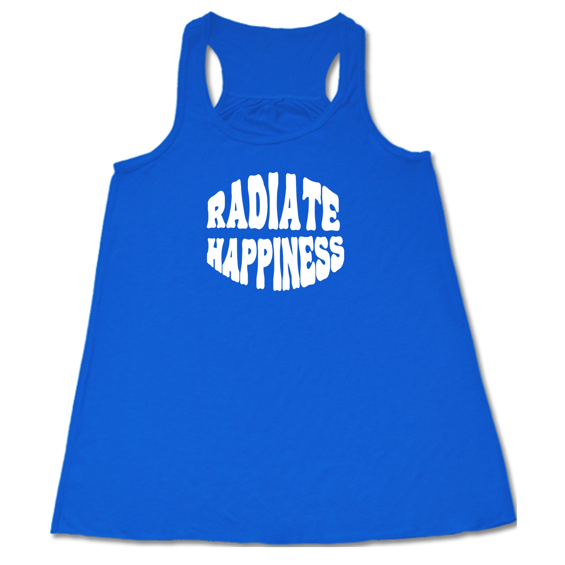 radiate happiness blue racerback shirt