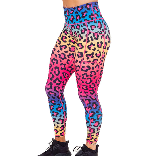 full length rainbow leopard leggings
