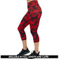 red and black raven and skull print leggings available in full and capri length