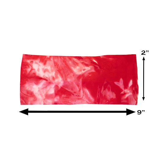 red dye hard headband measured at 2 by 9 inches 