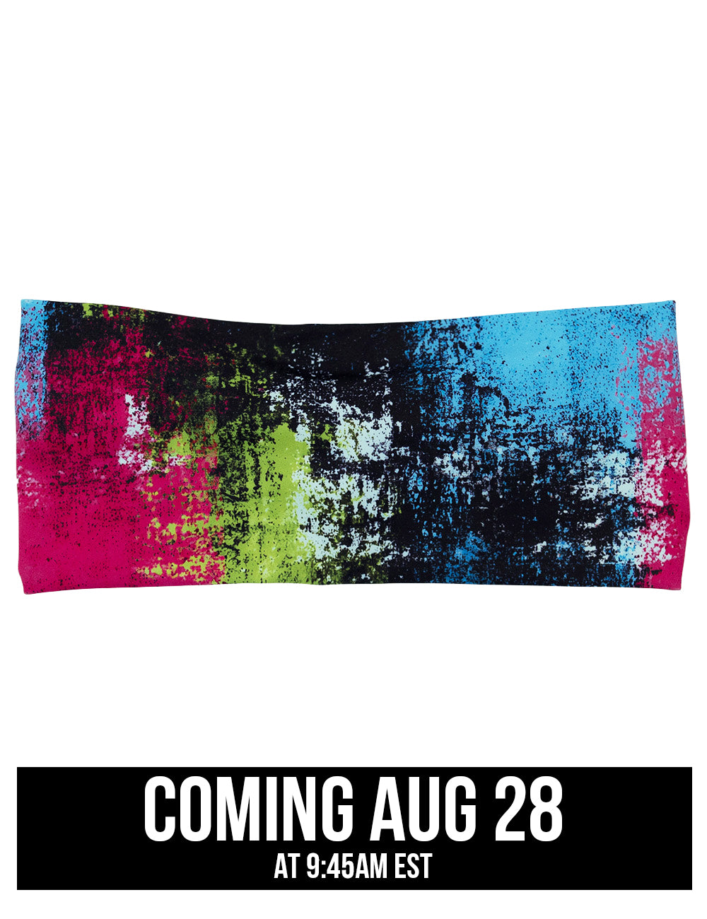 front of the green, pink, and blue grunge pattern headband coming august 28th