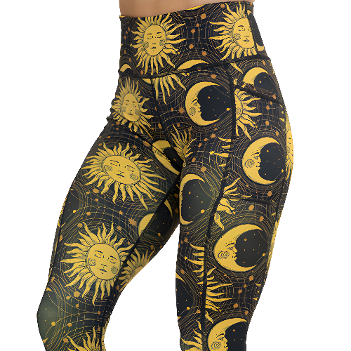 sun & moon design leggings