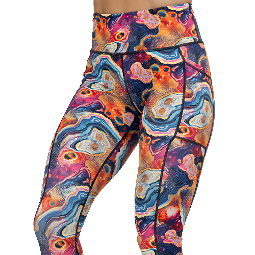 colorful marble patterned leggings