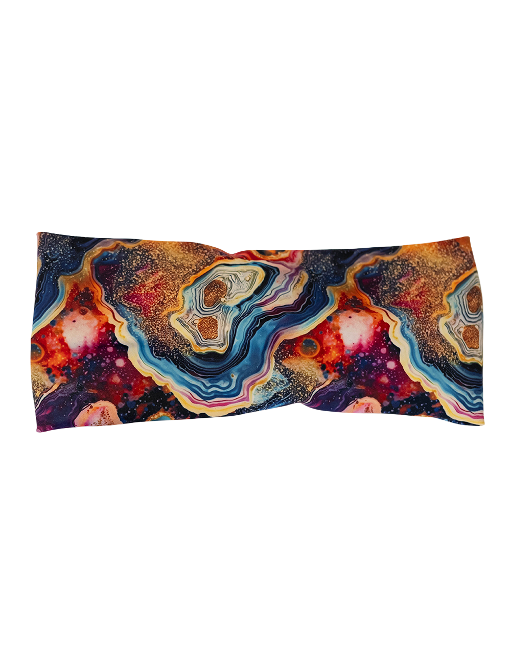 front of the colored marble pattern headband against a white background