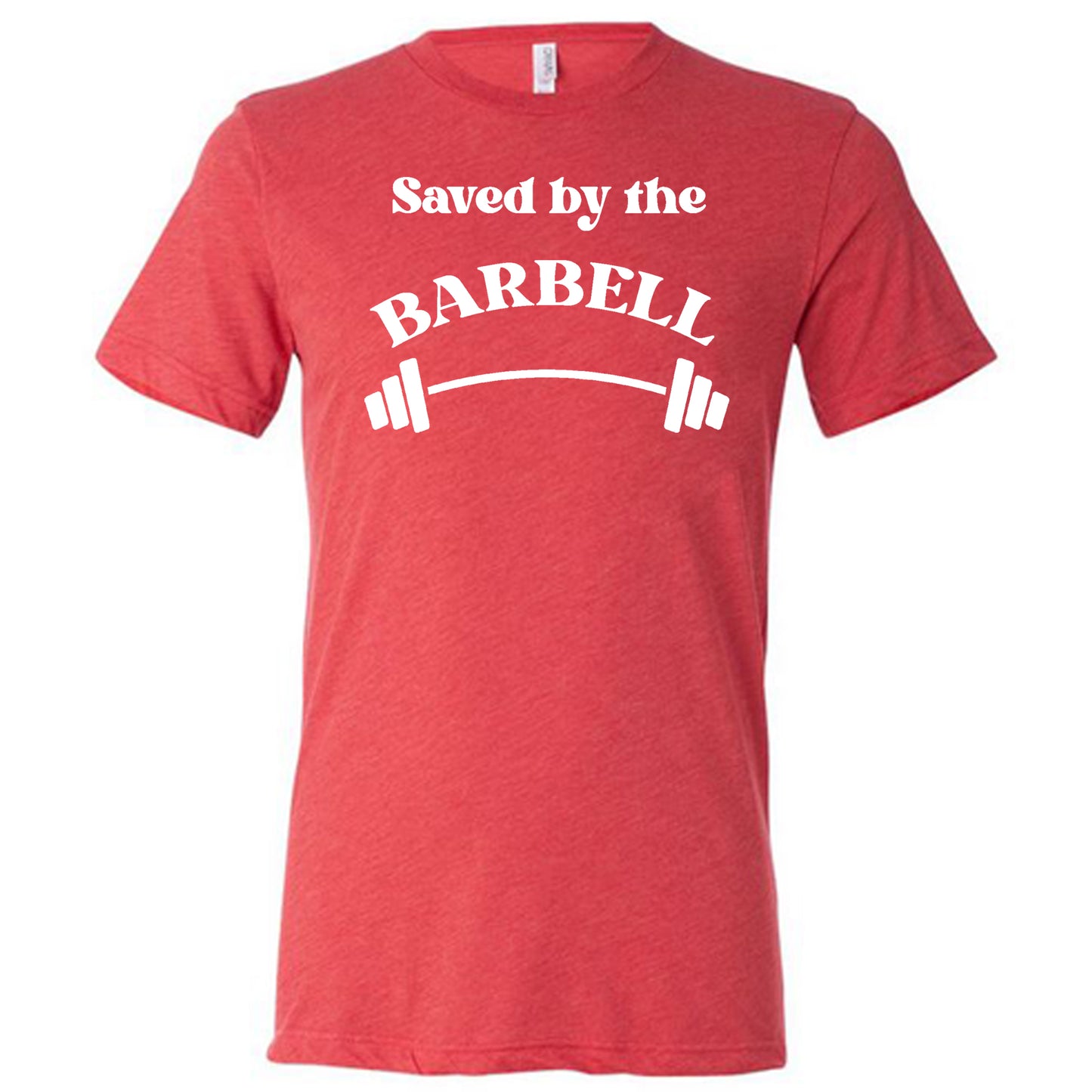 red saved by the barbell unisex shirt