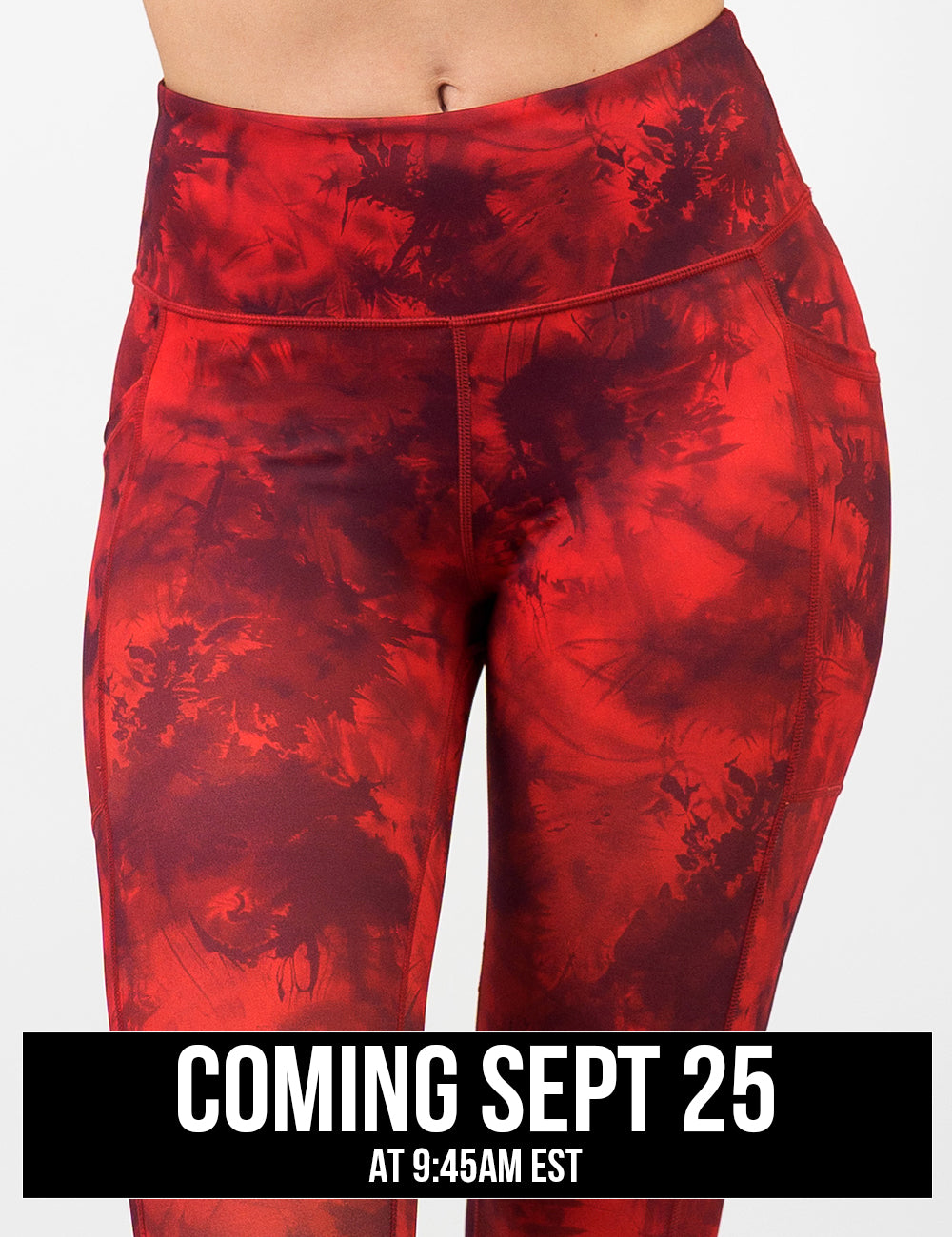 front of the dark red tie dye leggings coming September 25th