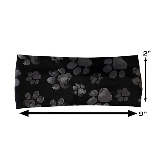 paw print headband measured 2 by 9 inches