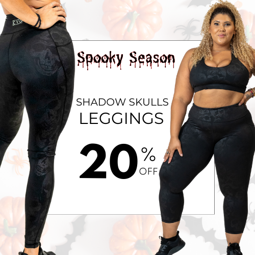 Cyan Shadow Skull Pattern Tanktop and Leggings