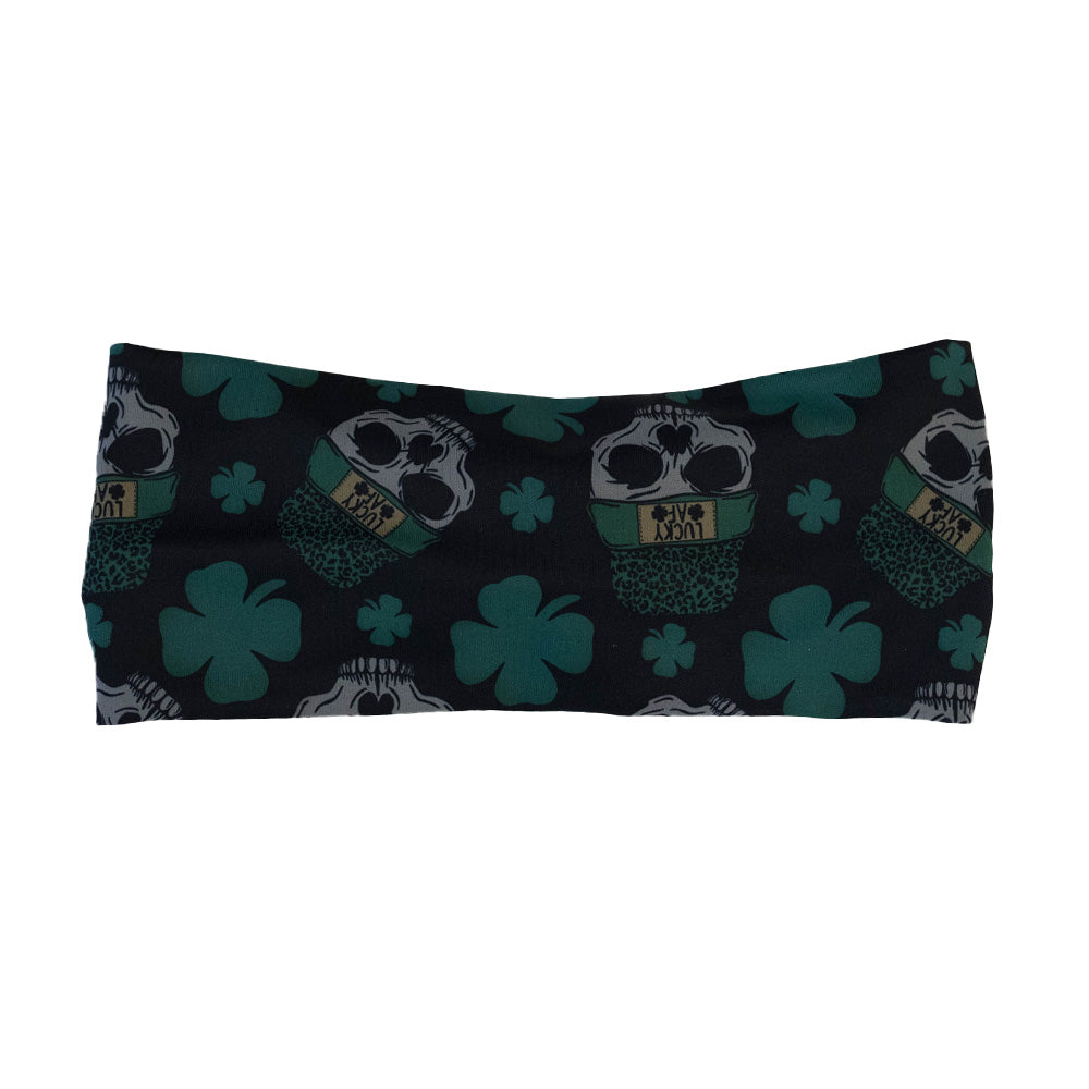 skull and shamrock print headband