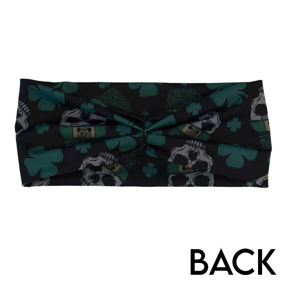 back of the skull and shamrock print headband 