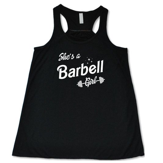 black colored "she's a barbell girl" tank top