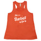 orange colored "she's a barbell girl" tank top