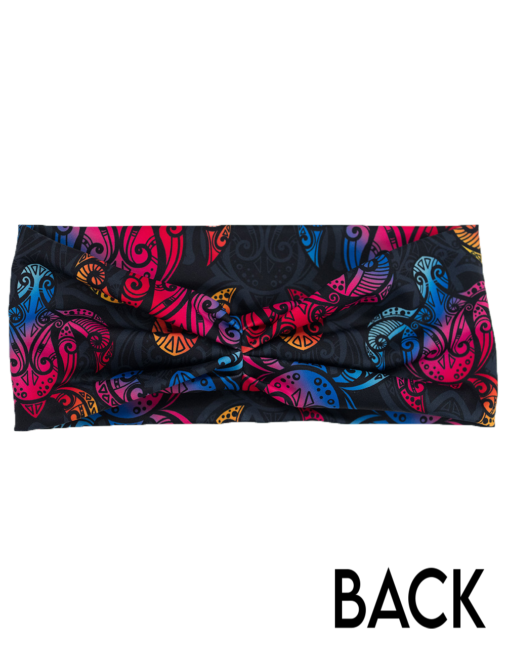 back of the rainbow turtle headband against a white background