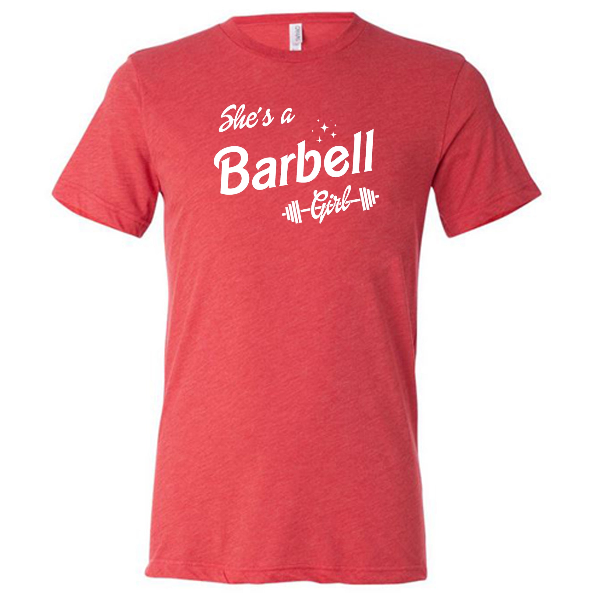 red she's a barbell unisex tee
