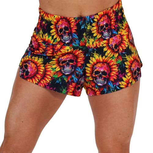 skull flower patterned shorts