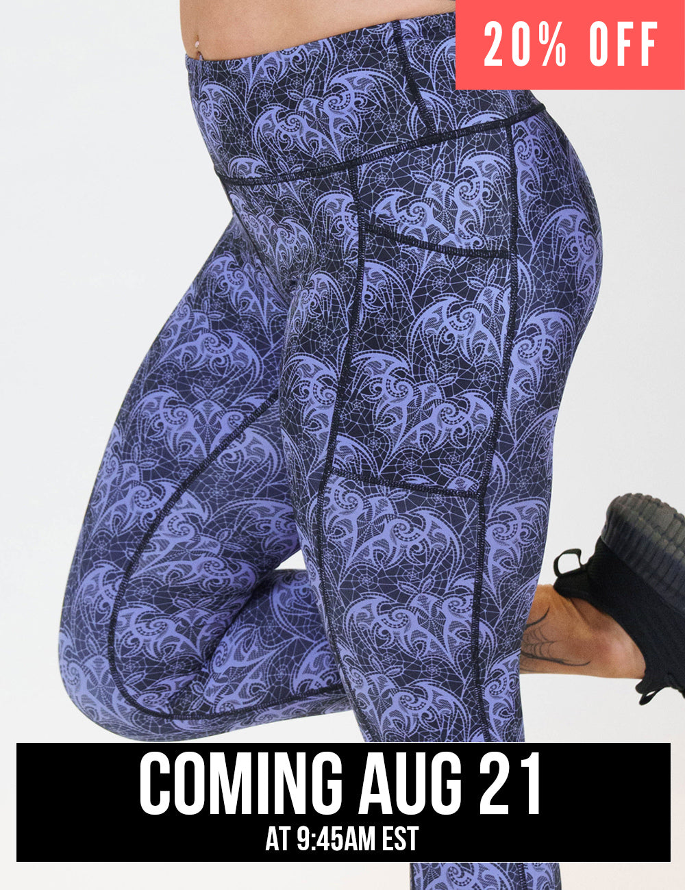 front of the purple lace bats leggings coming august 21st