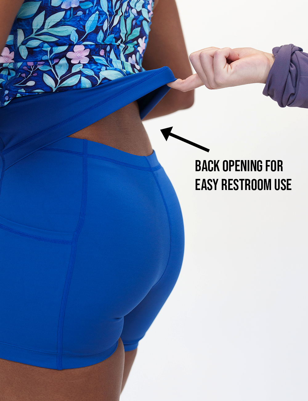 back of the easy back opening on the blue flowers and vines limitless dress