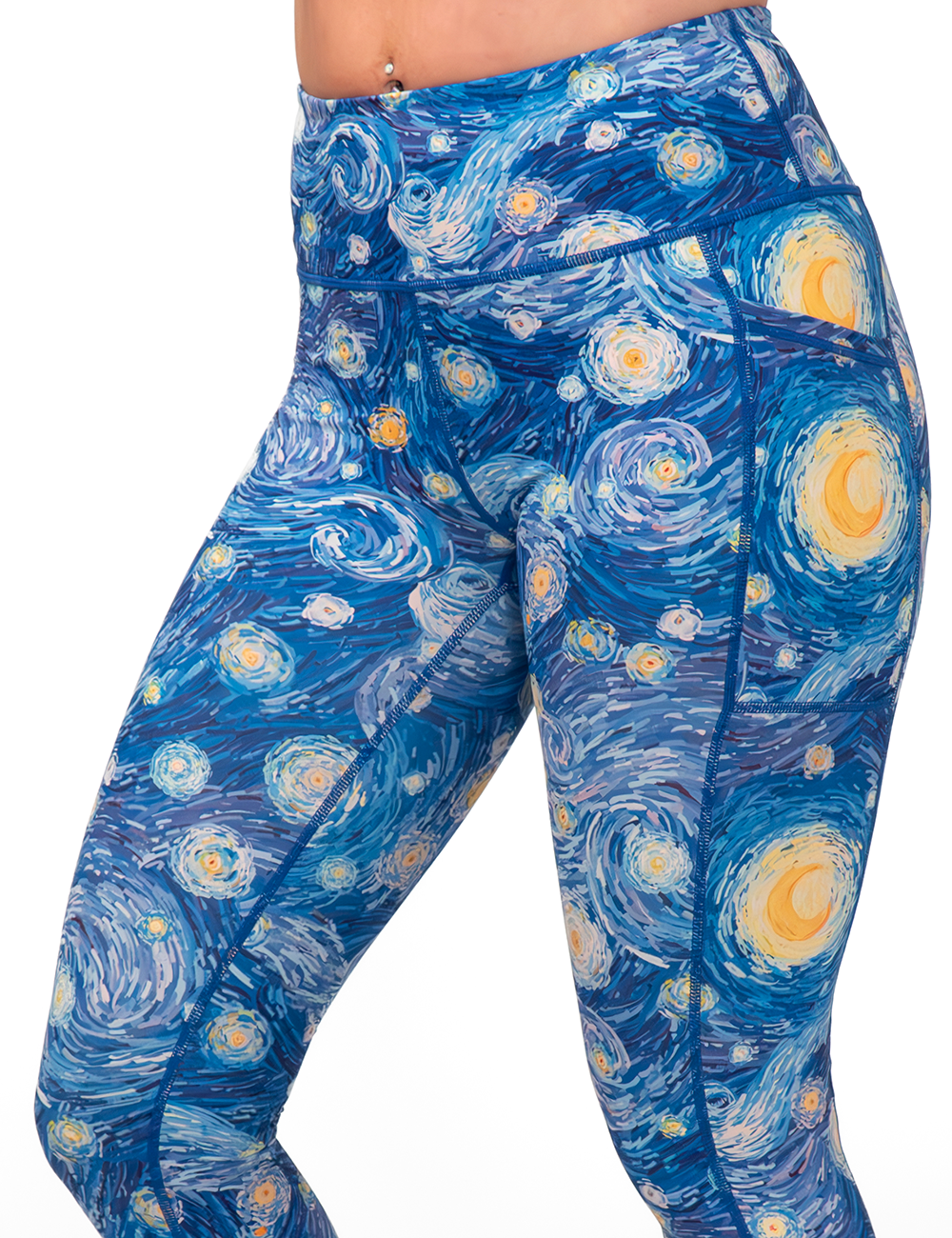 close up of starry night leggings