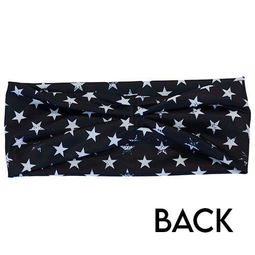 back of the black headband with white stars