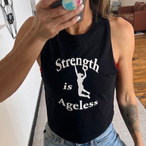 strength is ageless muscle tank selfie 