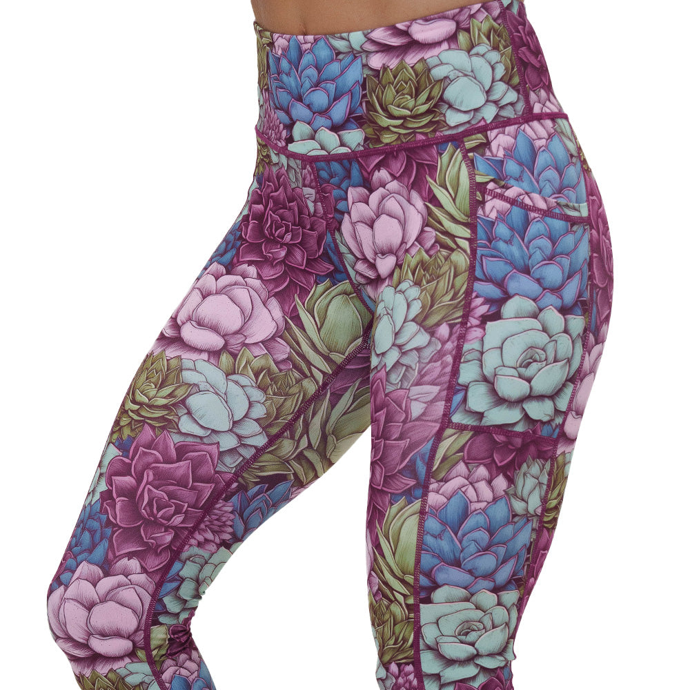 colorful succulents leggings