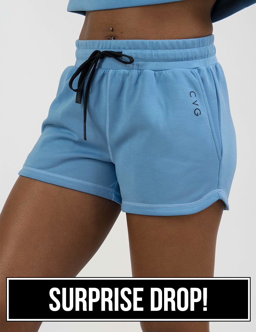 blue drawstring shorts surprise drop
