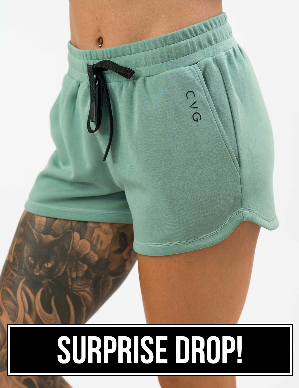 green drawstring shorts surprise drop