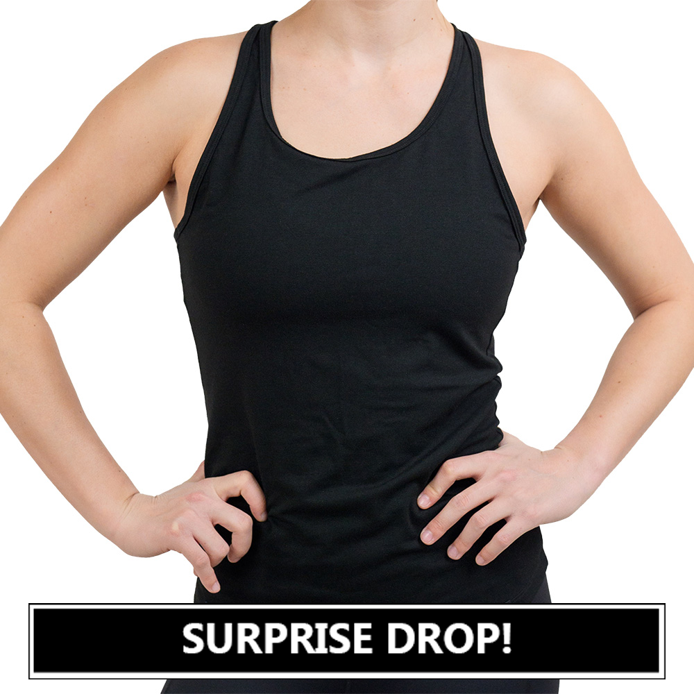black open back tank top surprise drop