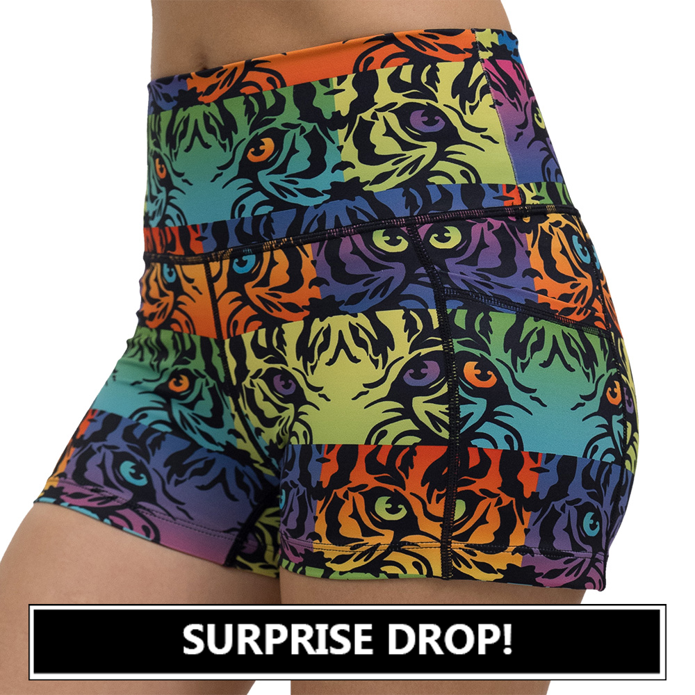 rainbow tiger print shorts surprise drop