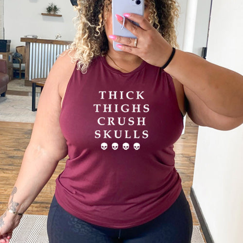 maroon thick thighs crush skulls muscle tank