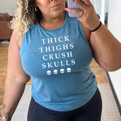 teal thick thighs crush skulls muscle tank