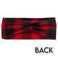 back of red and black plaid headband