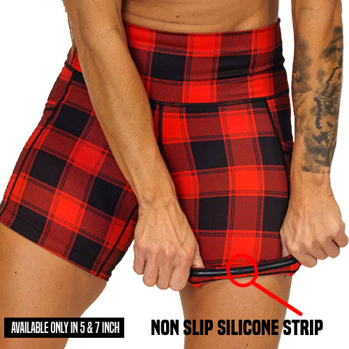 no slip strip on the red and black plaid shorts