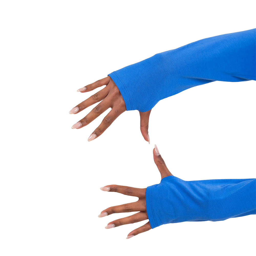 true blue long sleeve slouchy tee thumb holes