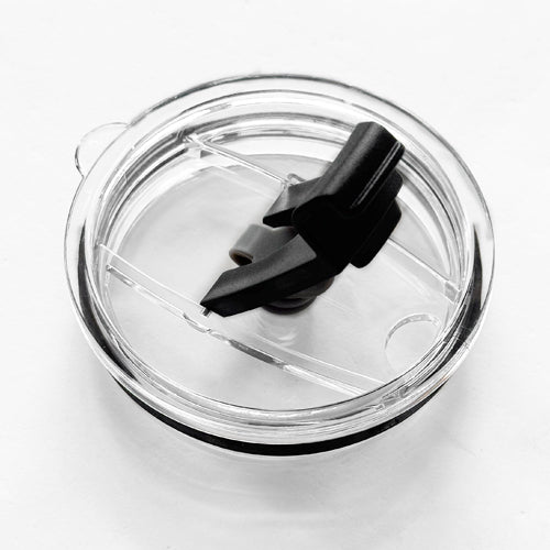 close up of black tumbler lid